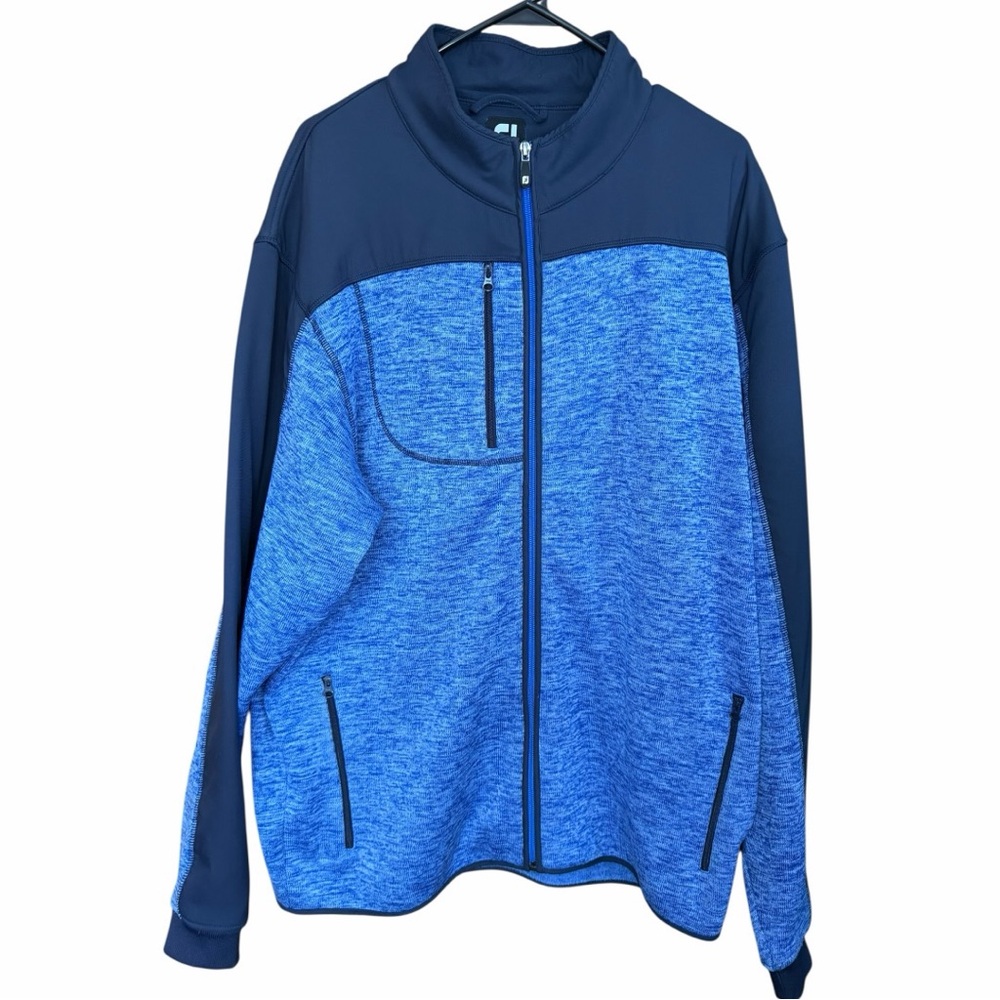 FootJoy Full-Zip Hybrid Golf Jacket blue and navy color-block size XL